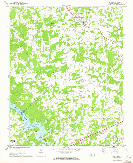 Classic USGS Stony Point North Carolina 7.5'x7.5' Topo Map Image