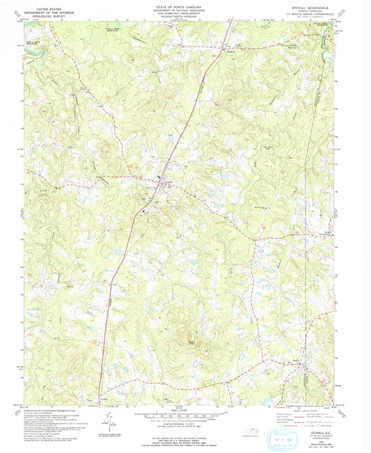 Classic USGS Stovall North Carolina 7.5'x7.5' Topo Map Image