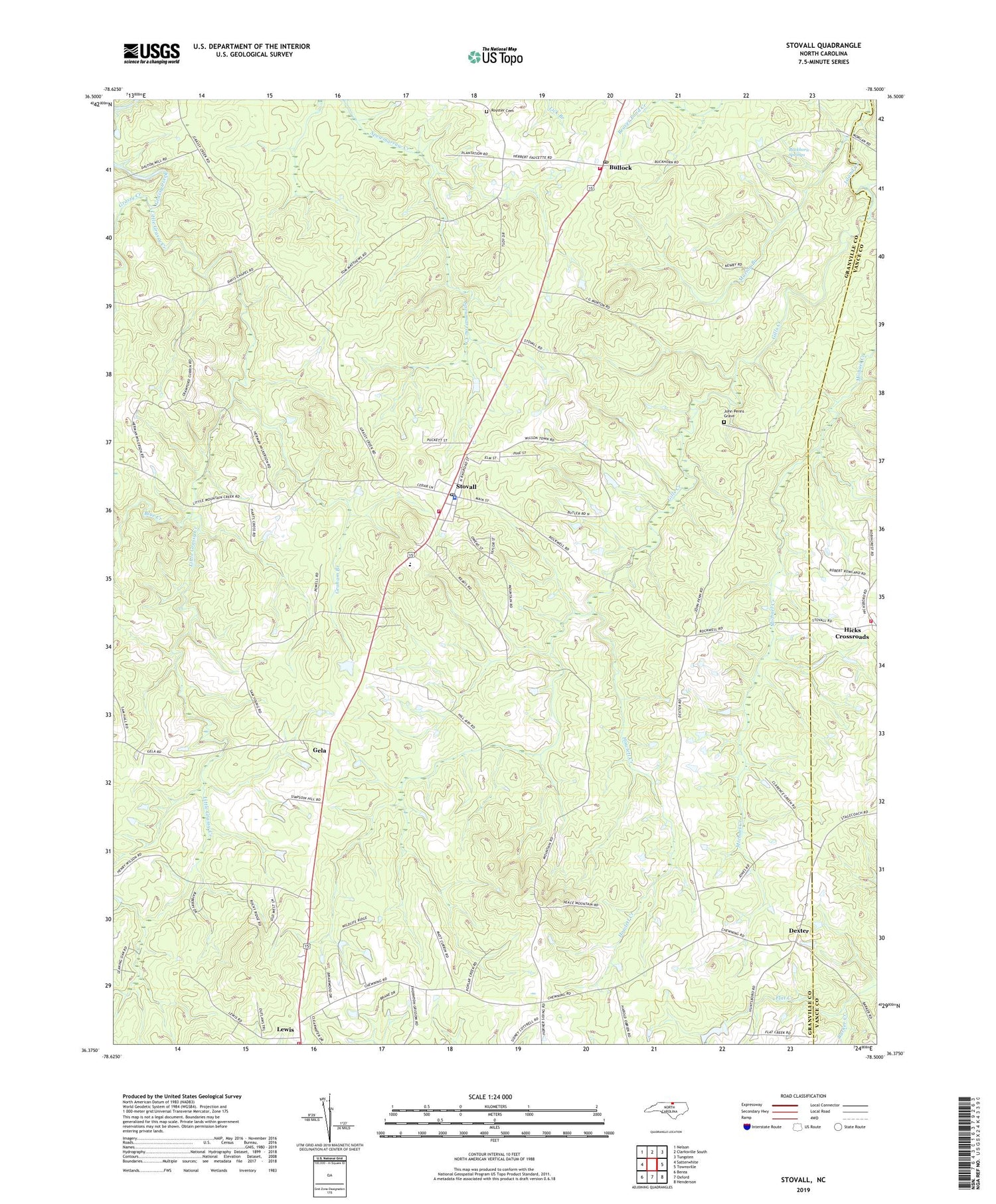 Stovall North Carolina US Topo Map Image