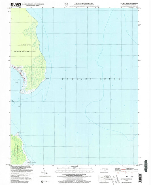 Classic USGS Stumpy Point North Carolina 7.5'x7.5' Topo Map Image