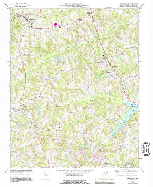 Classic USGS Summerfield North Carolina 7.5'x7.5' Topo Map Image