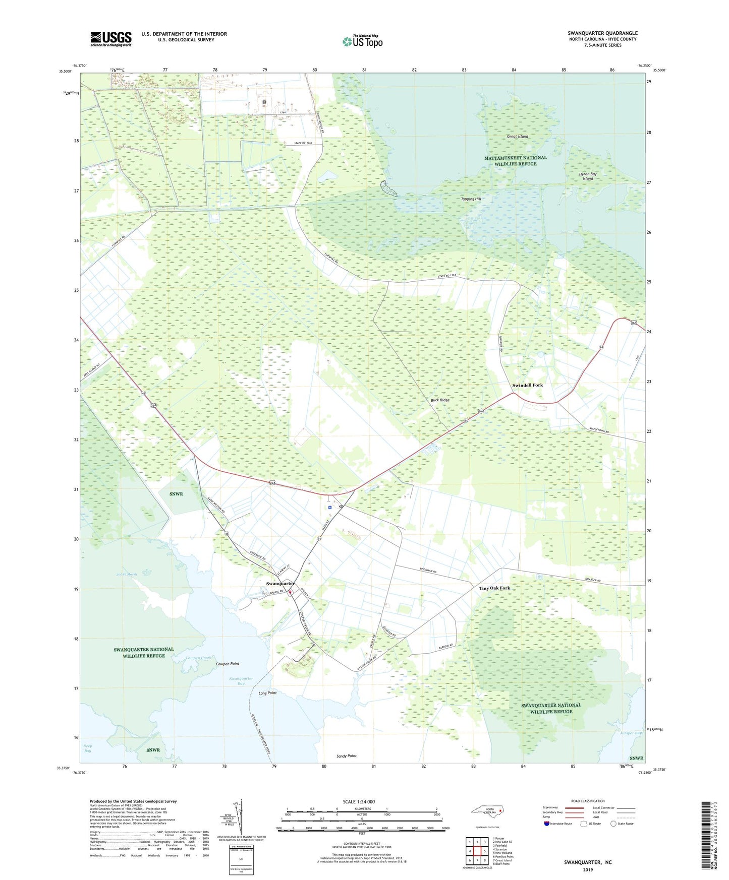 Swanquarter North Carolina US Topo Map Image