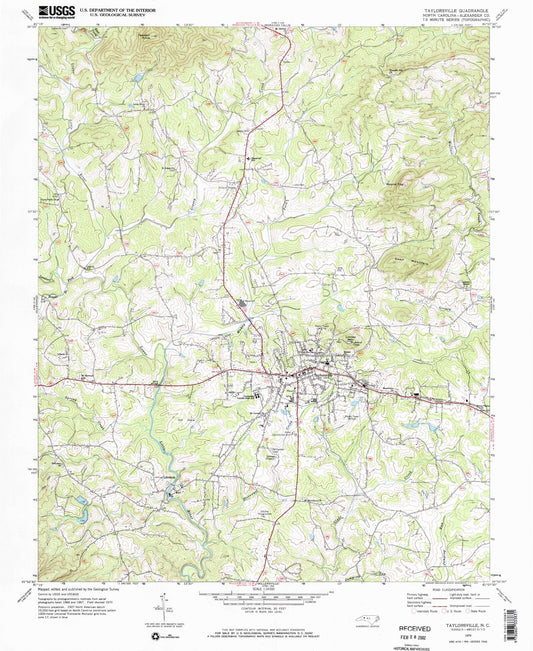 Classic USGS Taylorsville North Carolina 7.5'x7.5' Topo Map Image