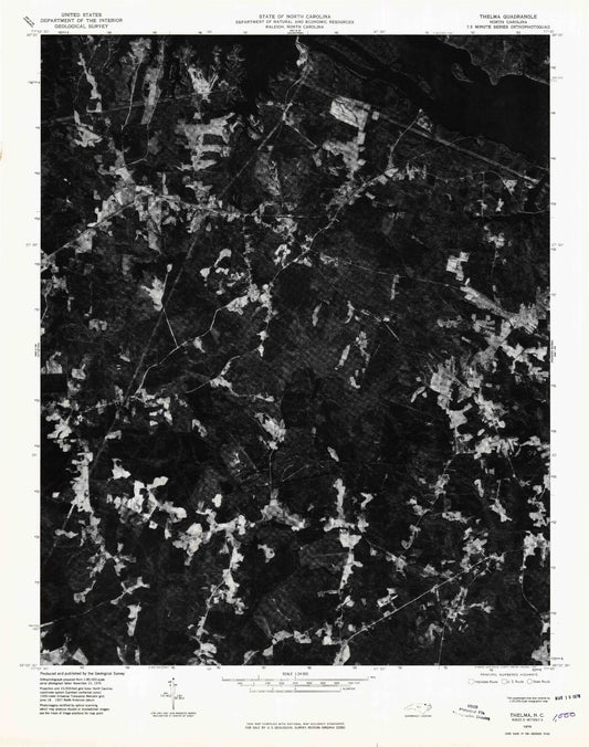 Classic USGS Thelma North Carolina 7.5'x7.5' Topo Map Image