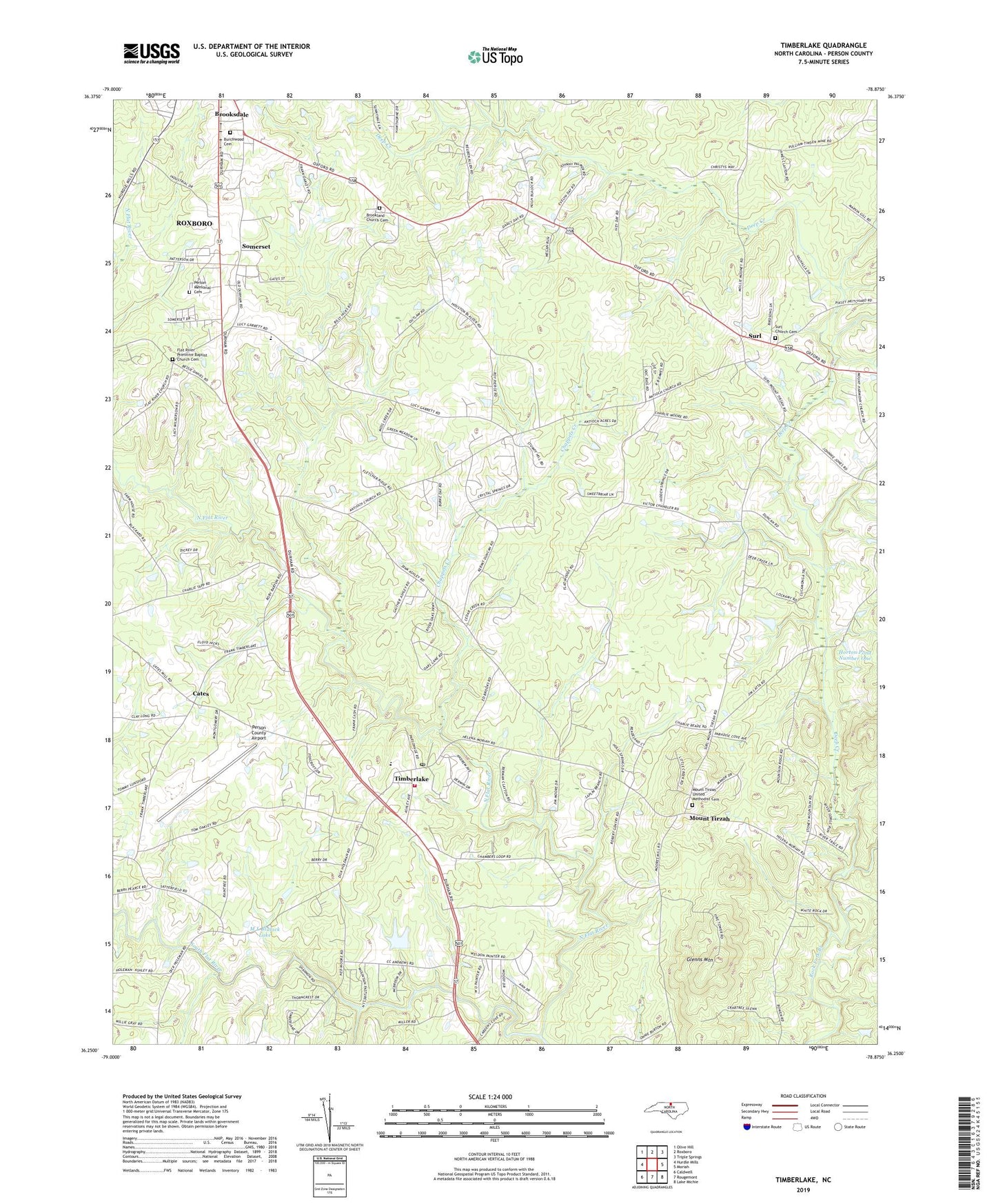 Timberlake North Carolina US Topo Map Image