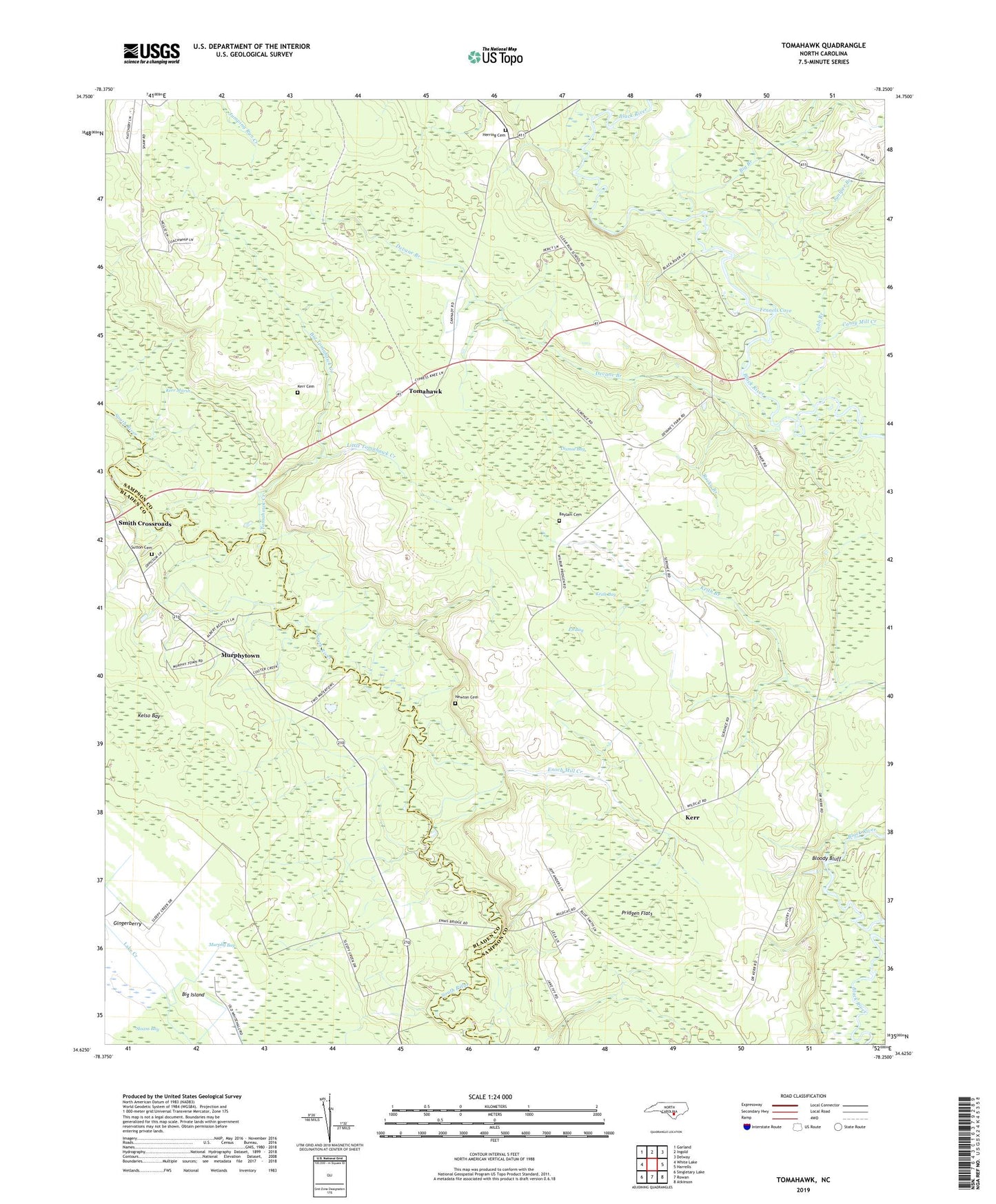 Tomahawk North Carolina US Topo Map Image