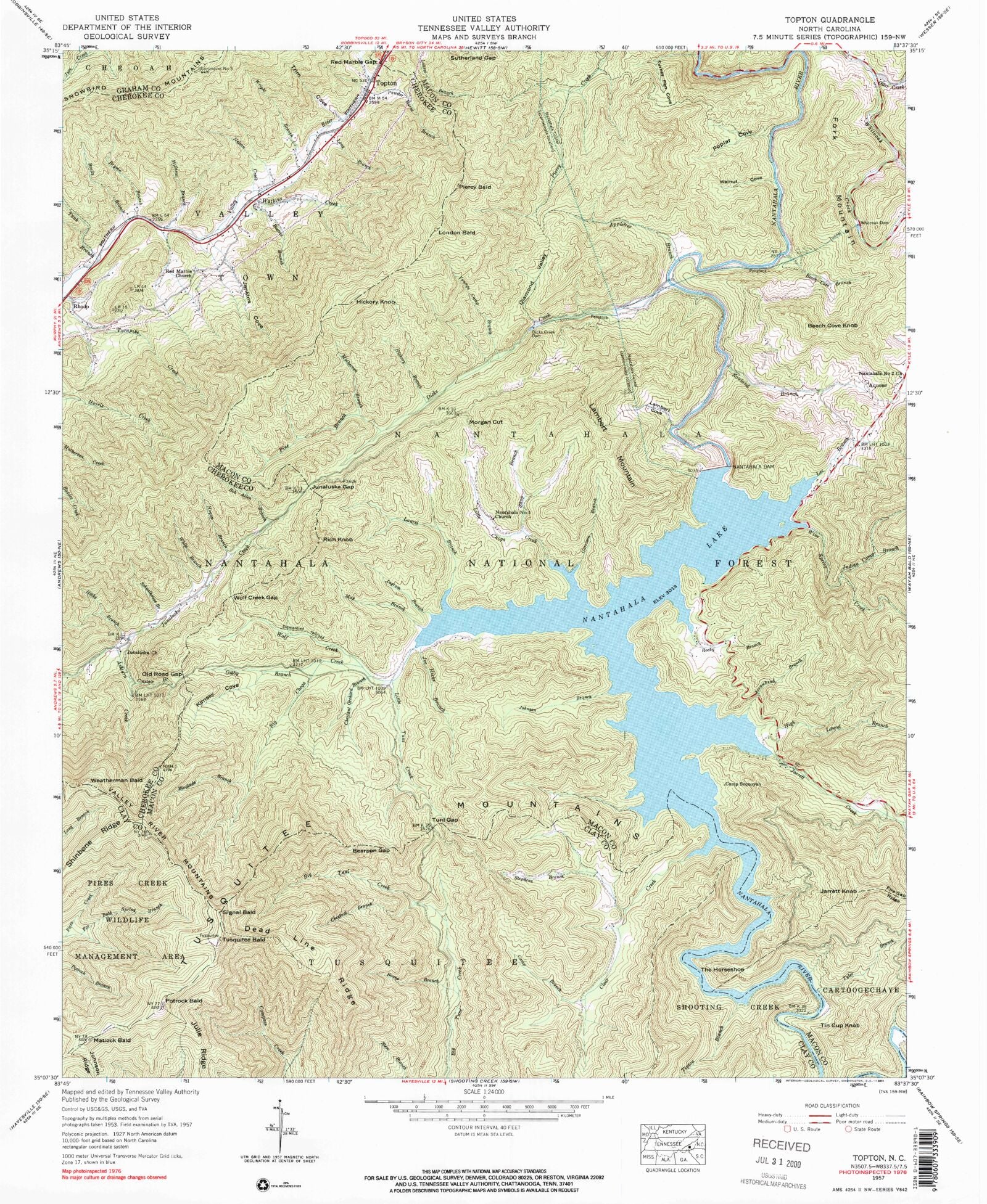 Classic USGS Topton North Carolina 7.5'x7.5' Topo Map MyTopo Map Store