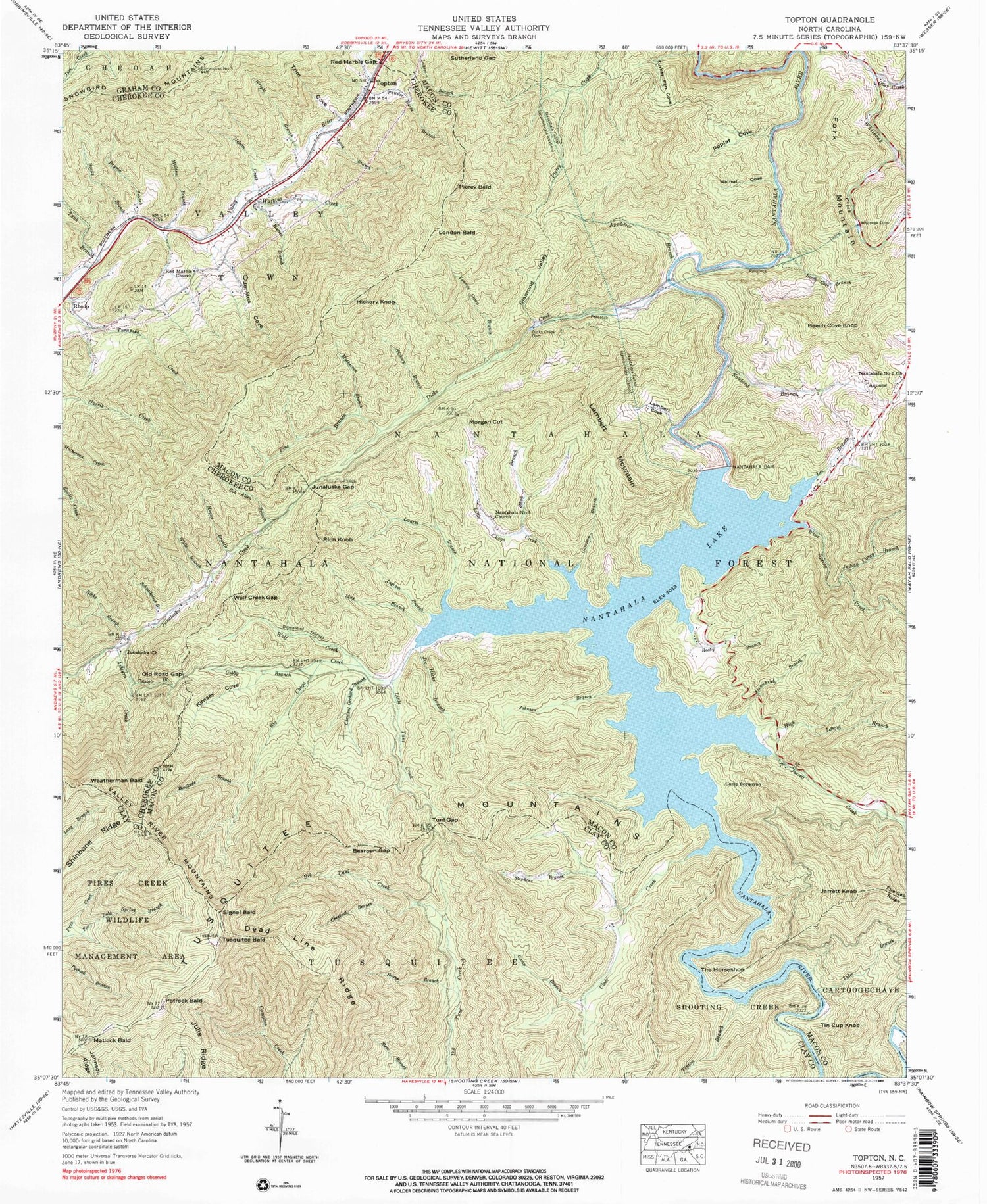 Classic USGS Topton North Carolina 7.5'x7.5' Topo Map Image