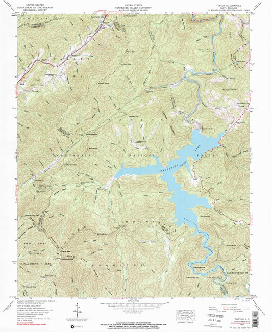 Classic USGS Topton North Carolina 7.5'x7.5' Topo Map Image