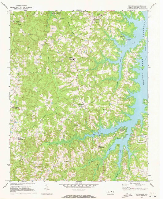 Classic USGS Townsville North Carolina 7.5'x7.5' Topo Map Image