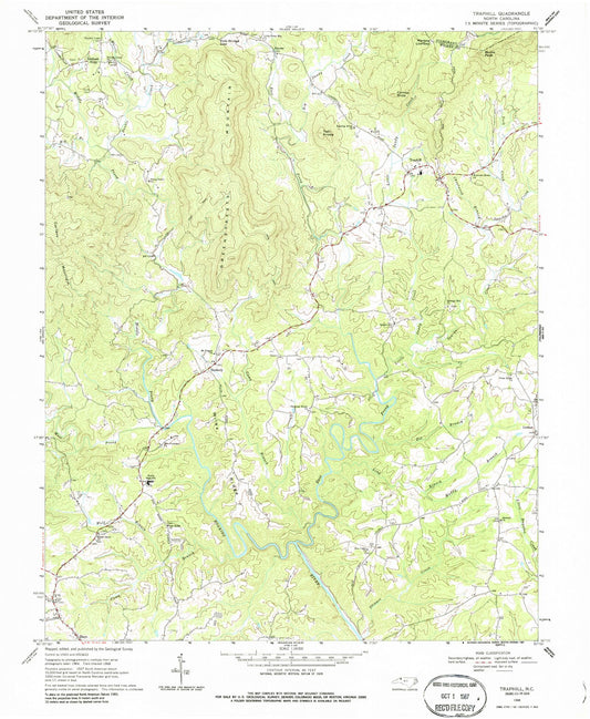 Classic USGS Traphill North Carolina 7.5'x7.5' Topo Map Image
