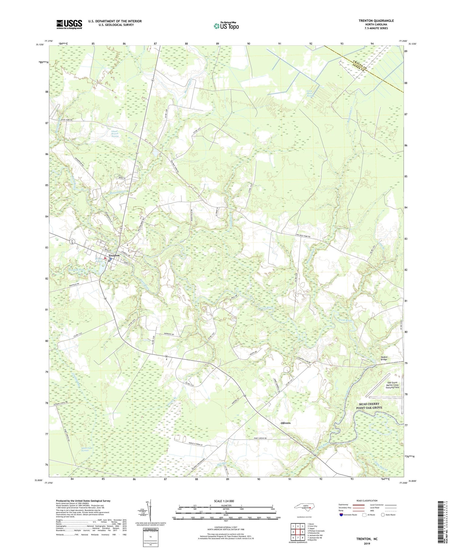 Trenton North Carolina US Topo Map Image