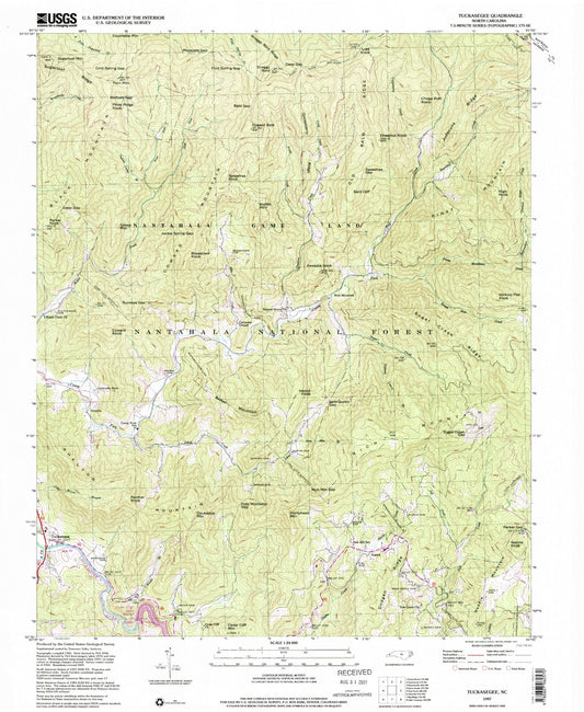 Classic USGS Tuckasegee North Carolina 7.5'x7.5' Topo Map Image