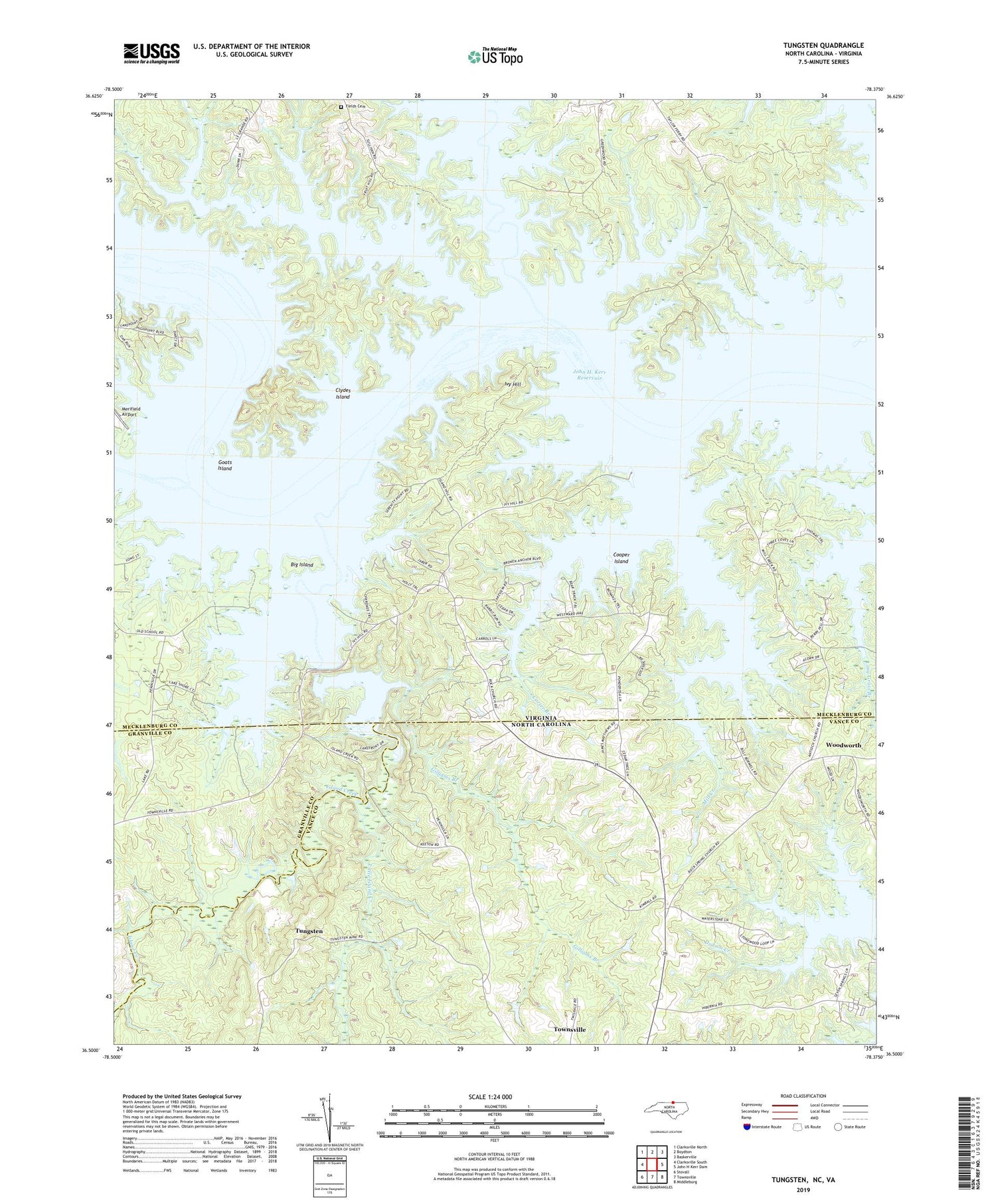 Tungsten North Carolina US Topo Map Image