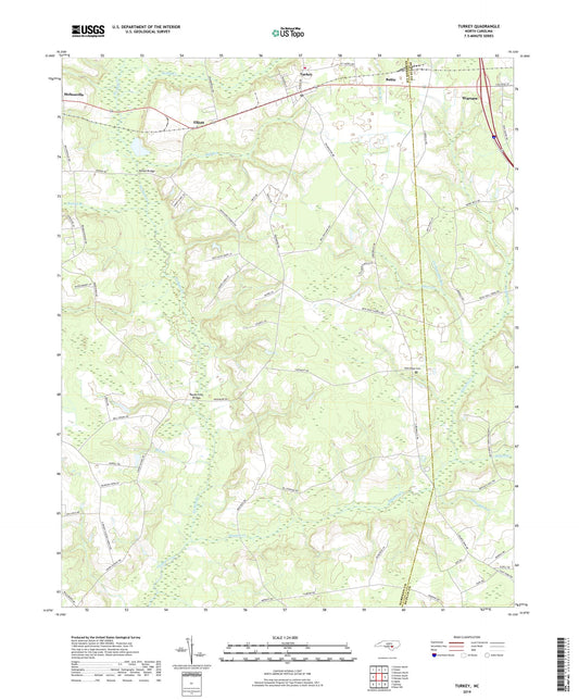 Turkey North Carolina US Topo Map Image