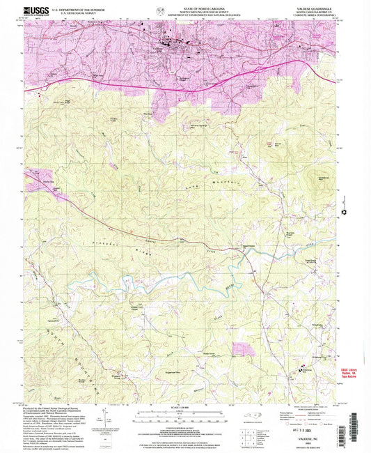 Classic USGS Valdese North Carolina 7.5'x7.5' Topo Map Image