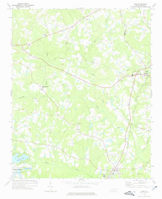 Classic USGS Vass North Carolina 7.5'x7.5' Topo Map Image