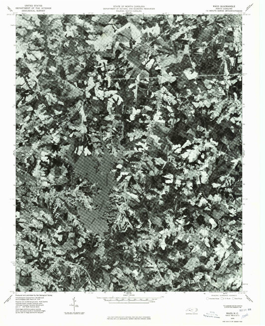 Classic USGS Waco North Carolina 7.5'x7.5' Topo Map Image