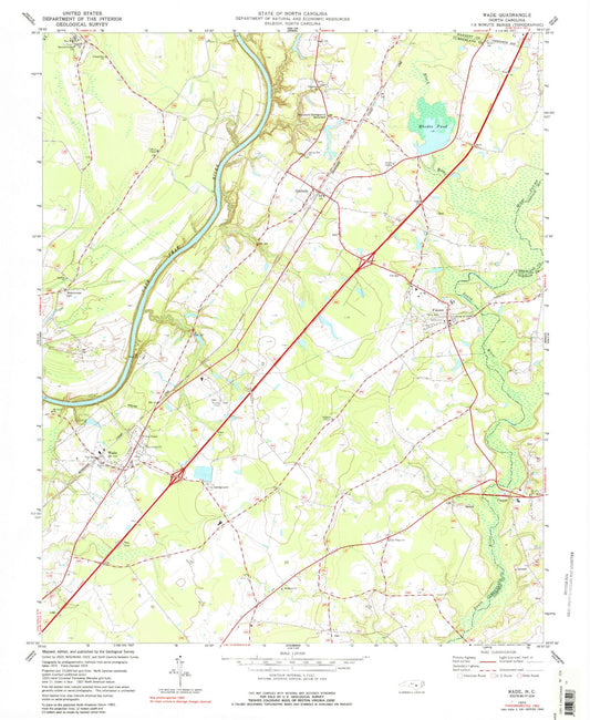 Classic USGS Wade North Carolina 7.5'x7.5' Topo Map Image