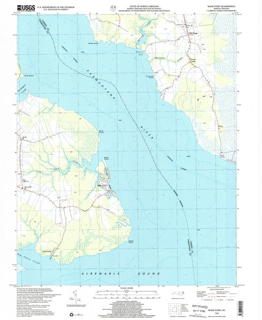 Classic USGS Wade Point North Carolina 7.5'x7.5' Topo Map Image