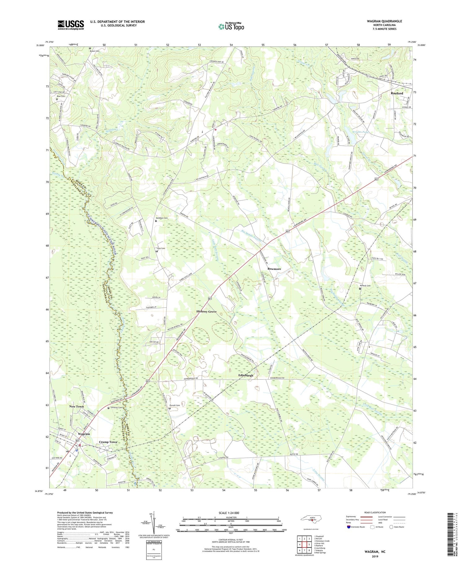 Wagram North Carolina US Topo Map Image