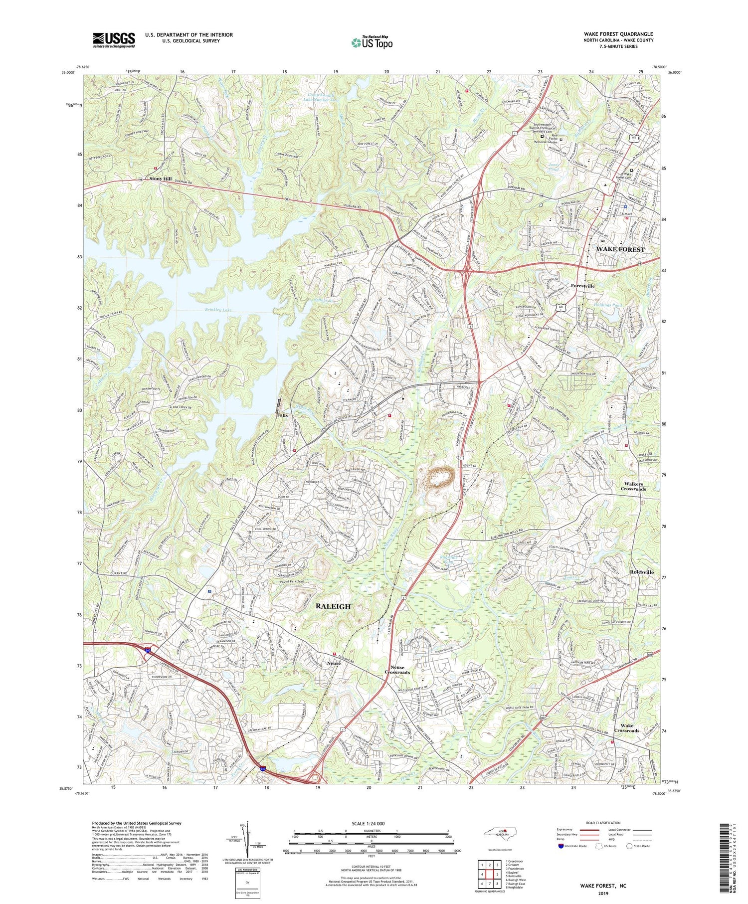 Wake Forest North Carolina US Topo Map Image