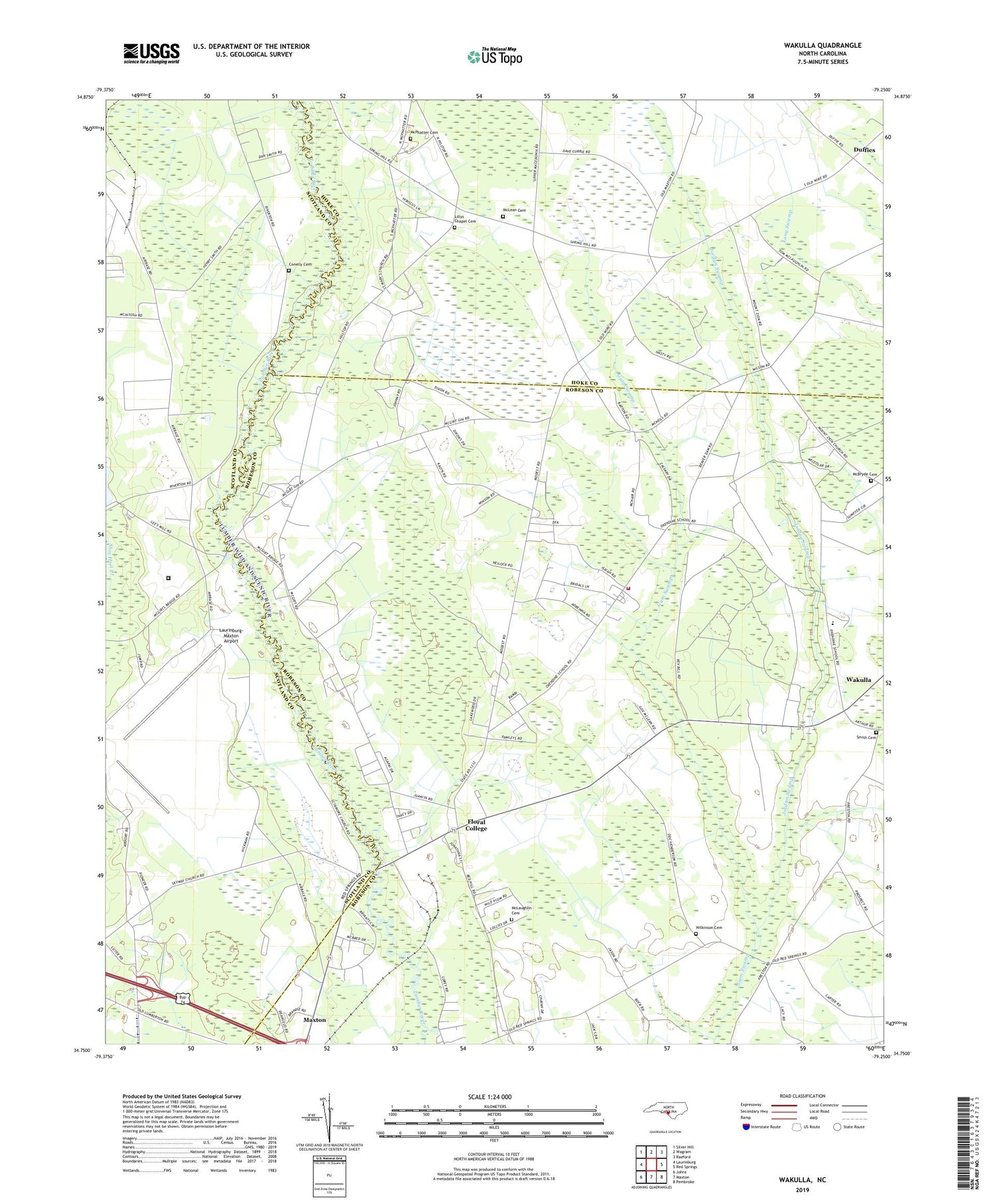 Wakulla North Carolina US Topo Map Image