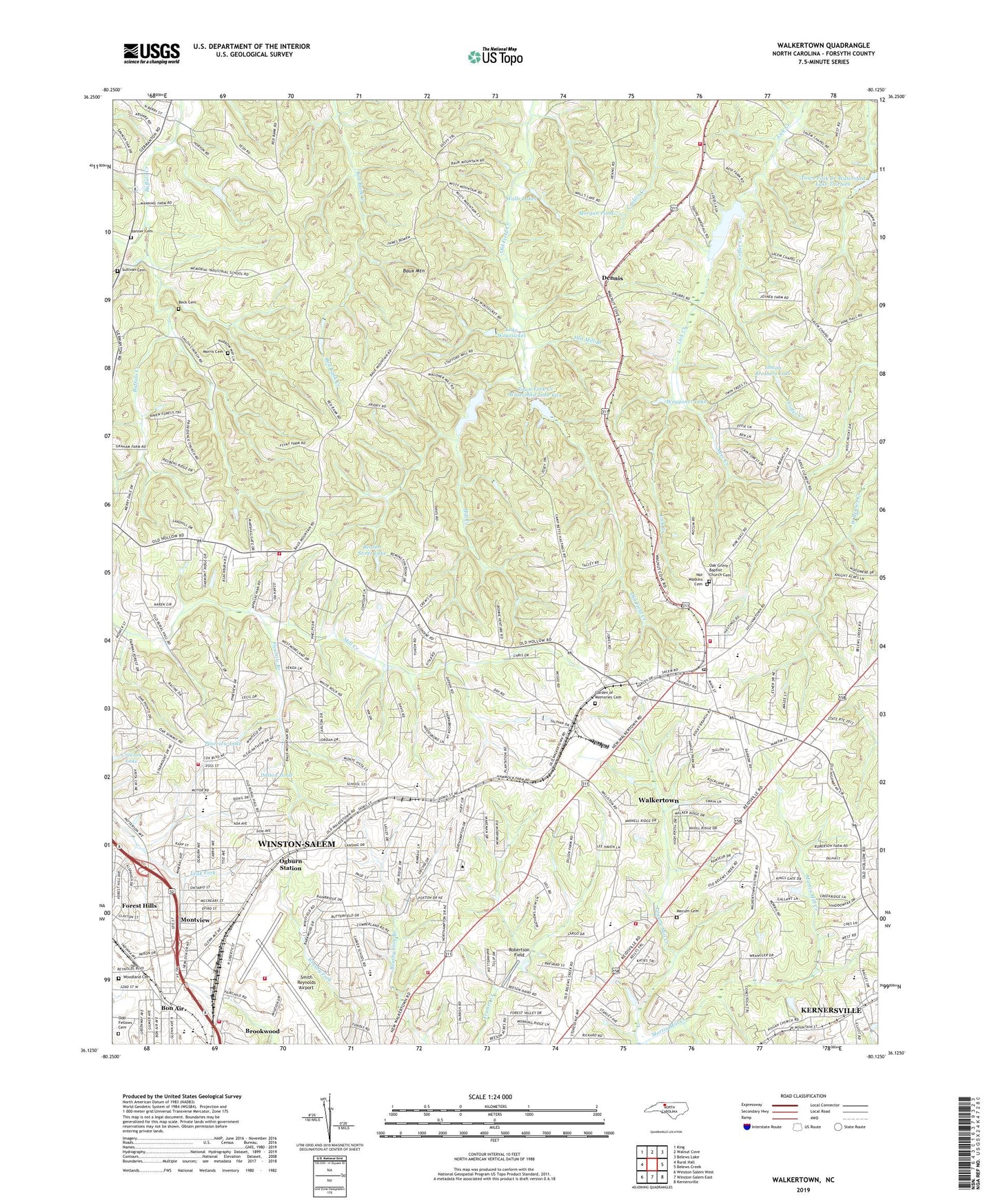 Walkertown North Carolina US Topo Map Image