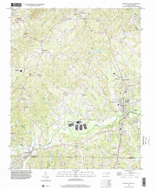 Classic USGS Walnut Cove North Carolina 7.5'x7.5' Topo Map Image