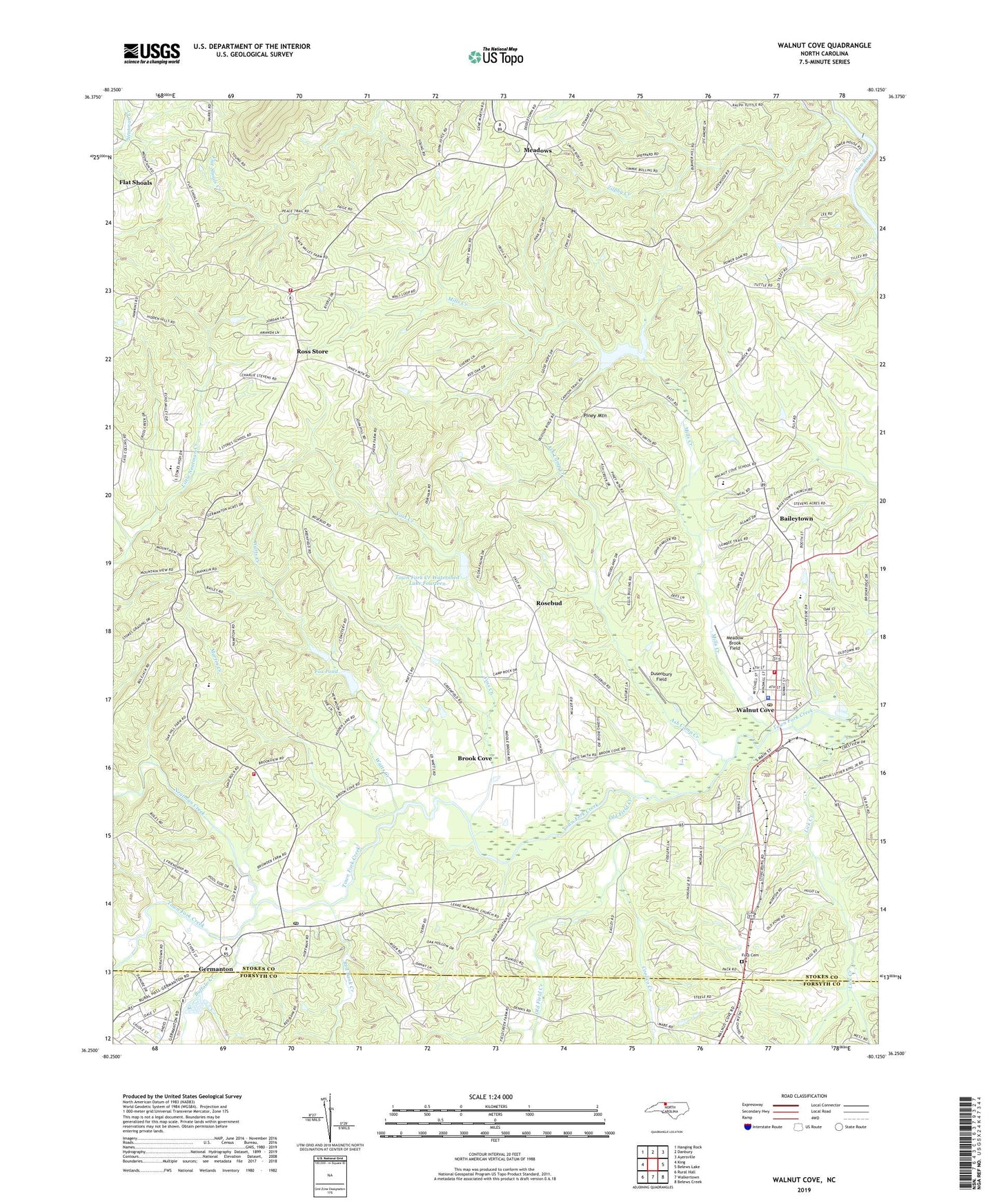 Walnut Cove North Carolina US Topo Map Image