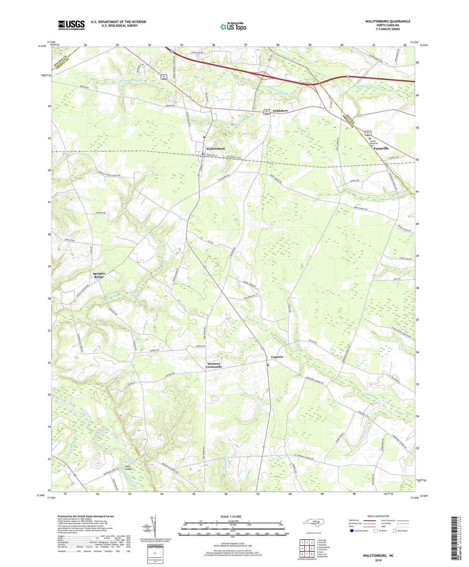 Walstonburg North Carolina US Topo Map Image