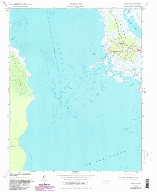 Classic USGS Wanchese North Carolina 7.5'x7.5' Topo Map Image