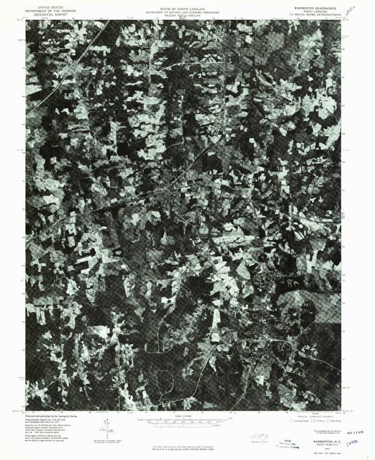 Classic USGS Warrenton North Carolina 7.5'x7.5' Topo Map Image