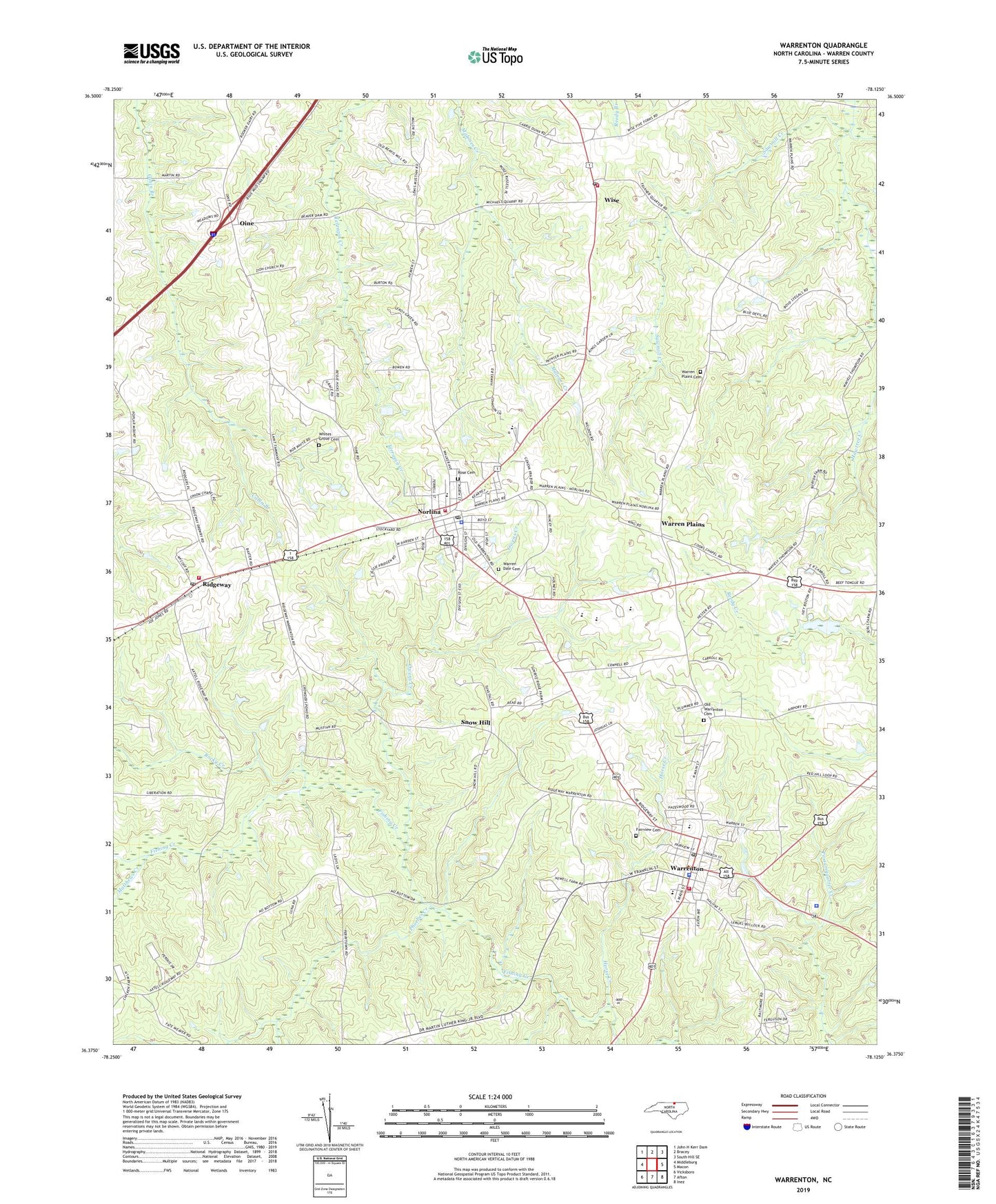 Warrenton North Carolina US Topo Map Image