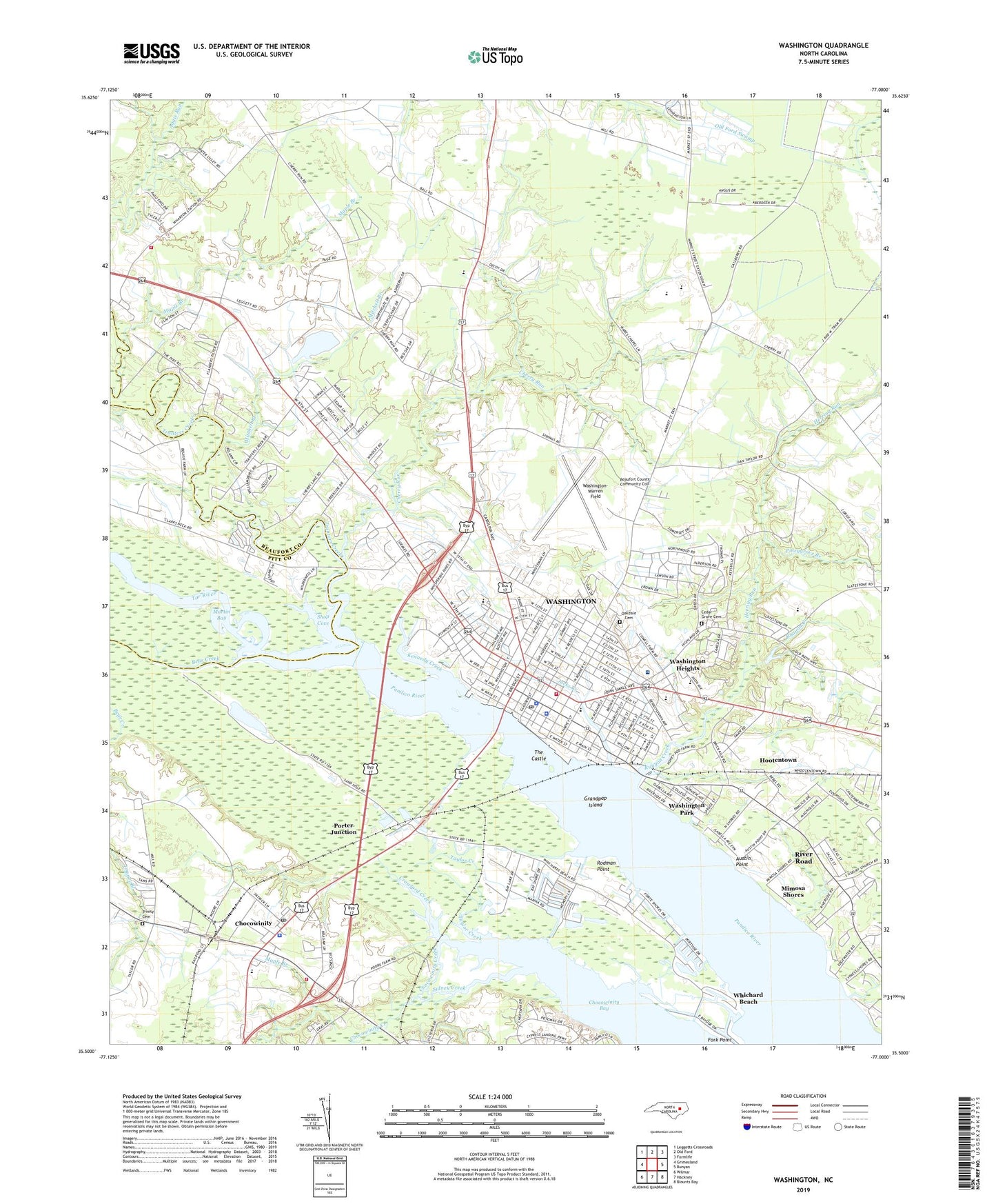 Washington North Carolina US Topo Map Image