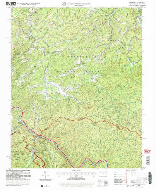 Classic USGS Waterville North Carolina 7.5'x7.5' Topo Map Image