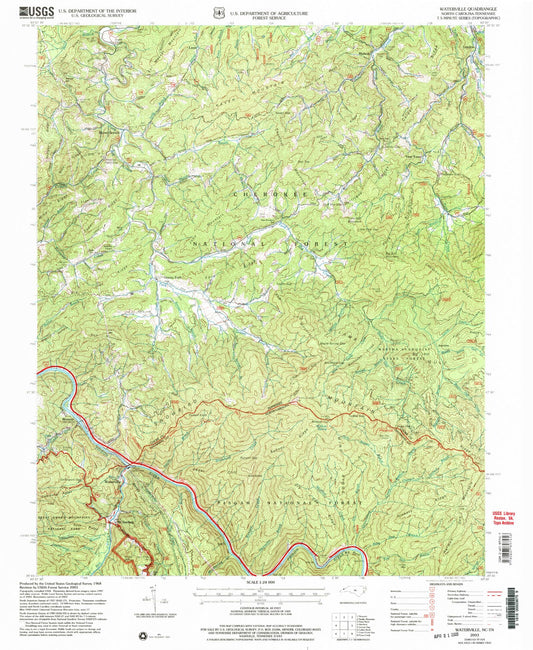 Classic USGS Waterville North Carolina 7.5'x7.5' Topo Map Image