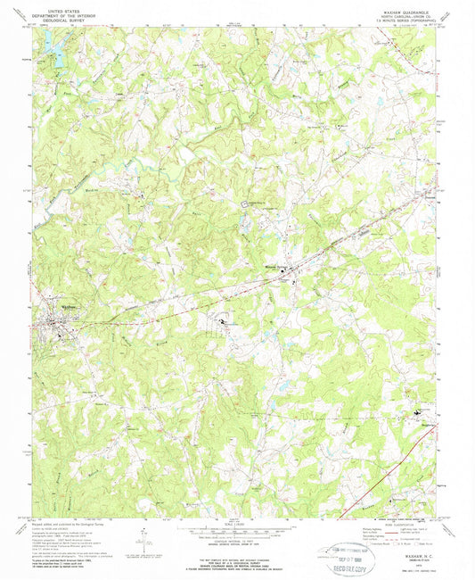 Classic USGS Waxhaw North Carolina 7.5'x7.5' Topo Map Image