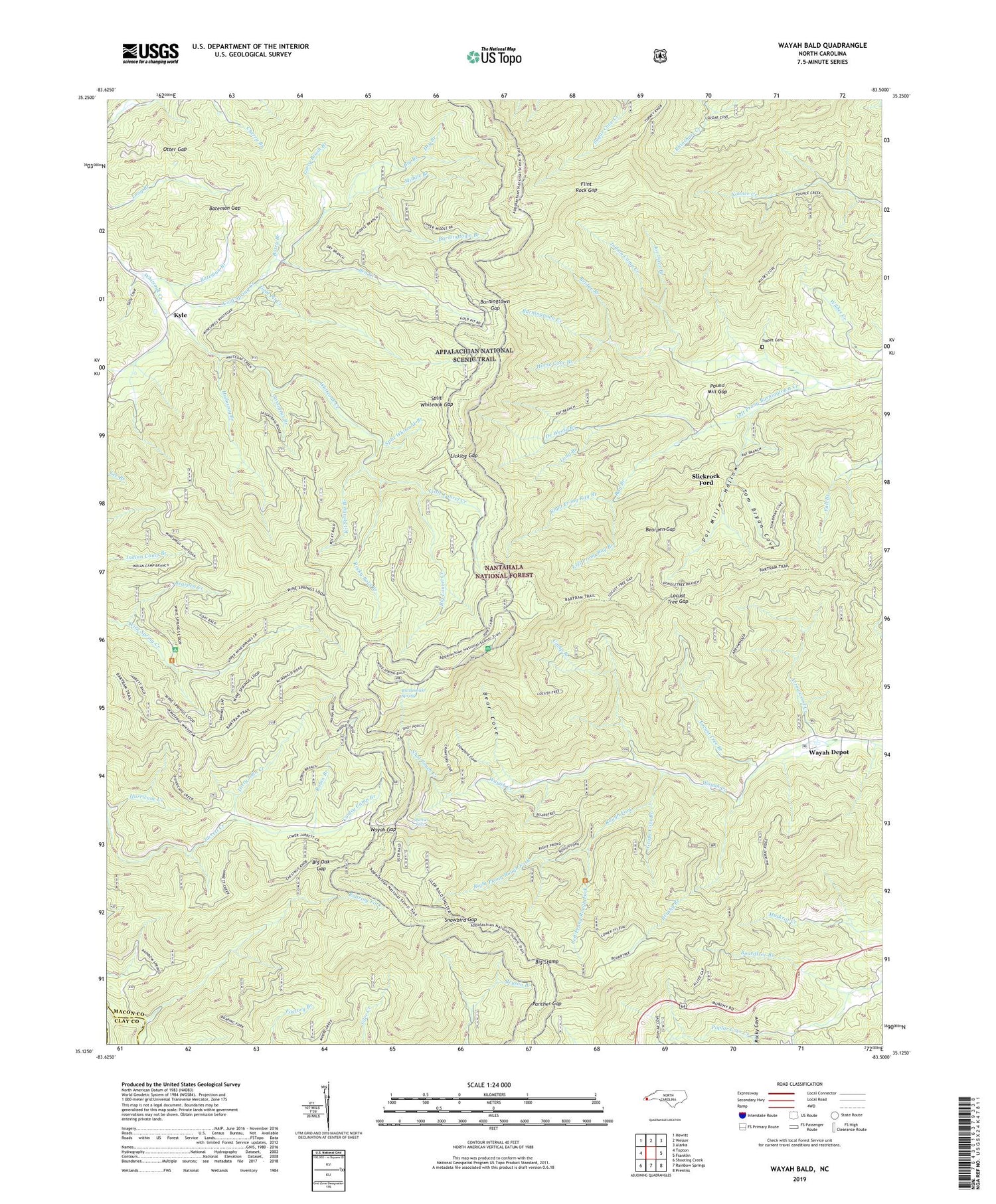 Wayah Bald North Carolina US Topo Map Image