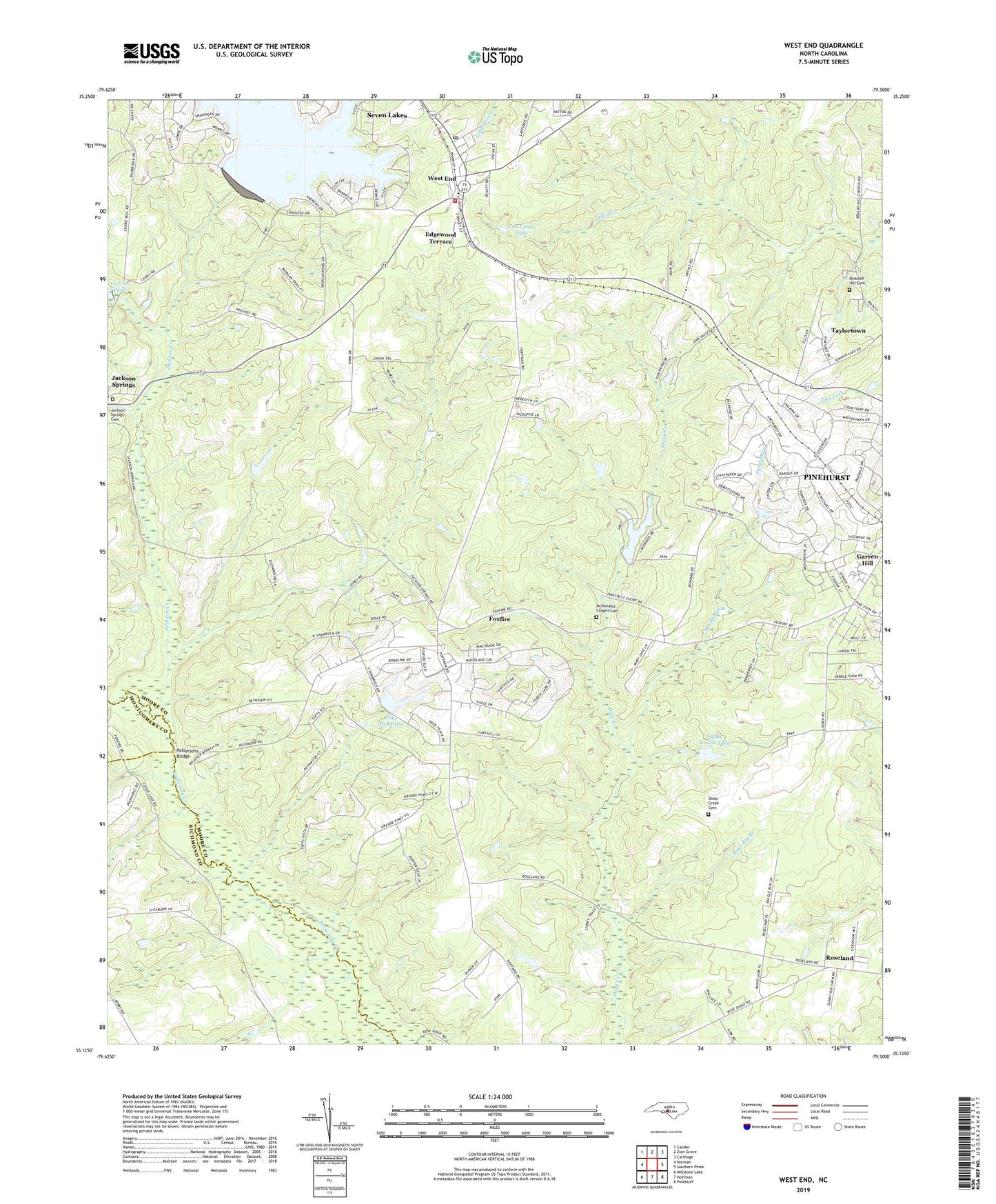 West End North Carolina US Topo Map Image