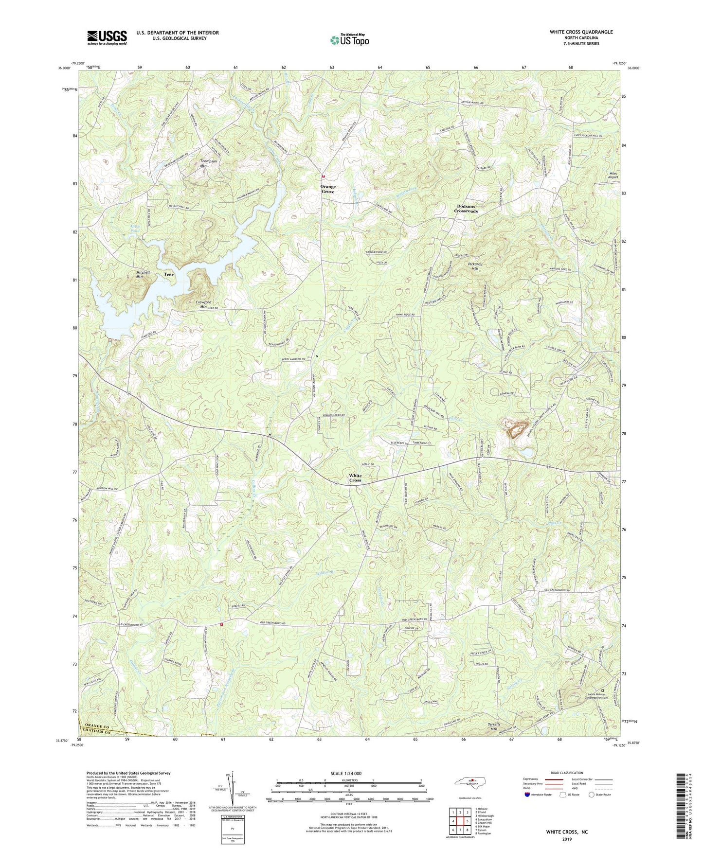 White Cross North Carolina US Topo Map Image