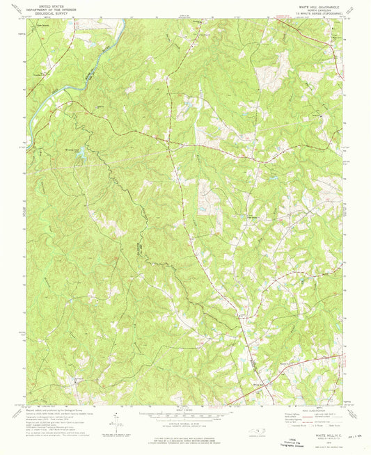 Classic USGS White Hill North Carolina 7.5'x7.5' Topo Map Image