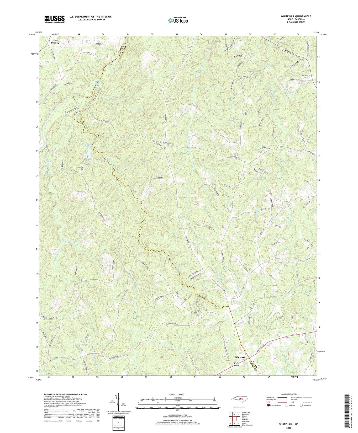White Hill North Carolina US Topo Map Image