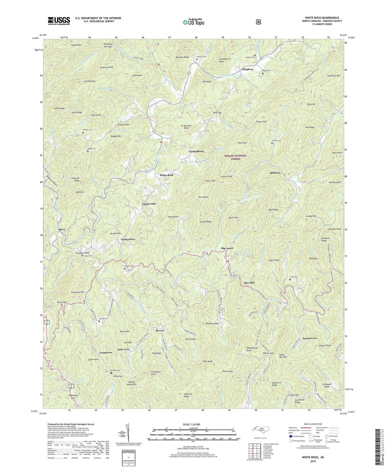 White Rock North Carolina US Topo Map Image