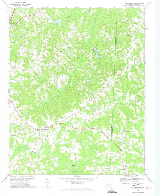 Classic USGS Williamsburg North Carolina 7.5'x7.5' Topo Map Image