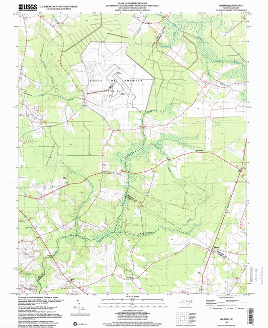 Classic USGS Wilmar North Carolina 7.5'x7.5' Topo Map Image
