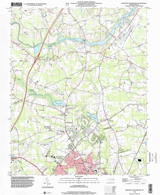 Classic USGS Winstead Crossroads North Carolina 7.5'x7.5' Topo Map Image