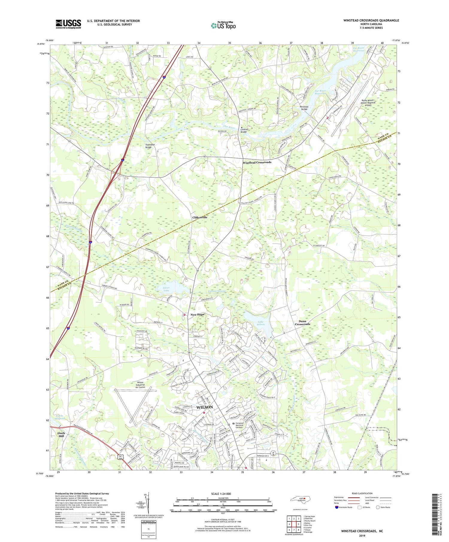 Winstead Crossroads North Carolina US Topo Map Image