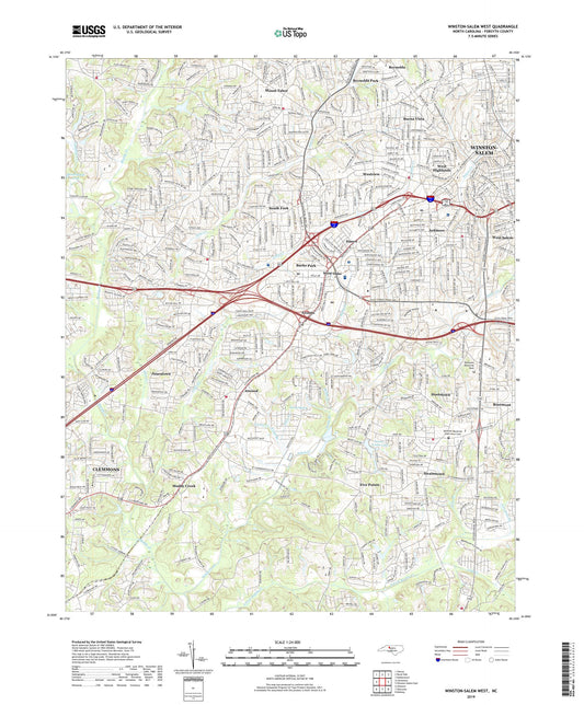 Winston-Salem West North Carolina US Topo Map Image