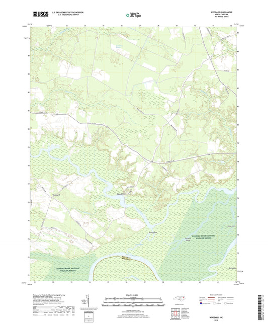 Woodard North Carolina US Topo Map Image
